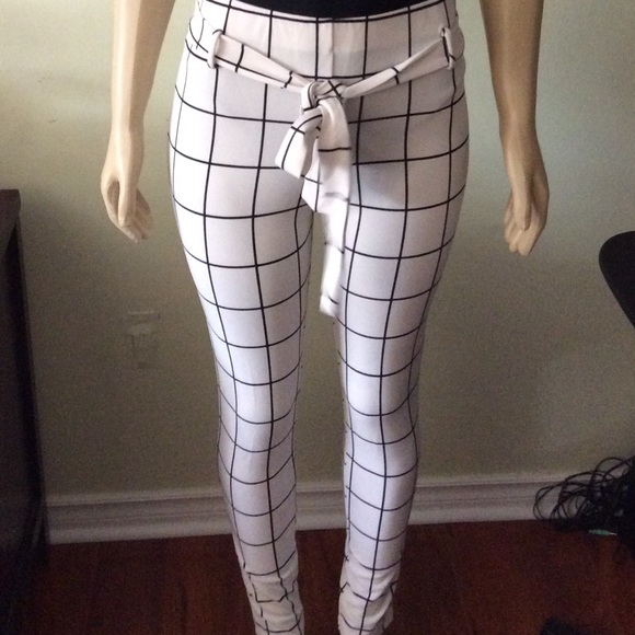 Checkered Tie-Front Pants - Picture 1 of 3